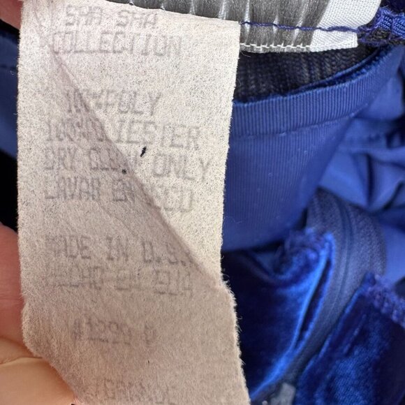 Shasha Collection Vintage Blue Velvet Womens Back Zip Flat Front Wide Leg Pant L - Picture 3 of 8